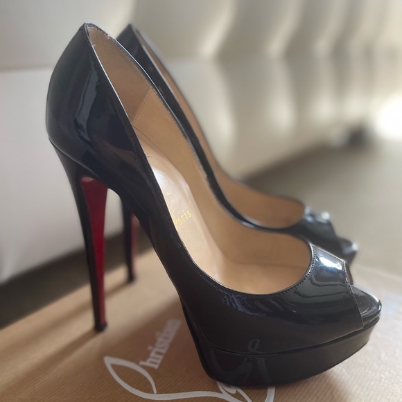 Vintage Christian Louboutin Lady peep 150 Patent Calf Heels size 36.5 - Picture 3 of 11